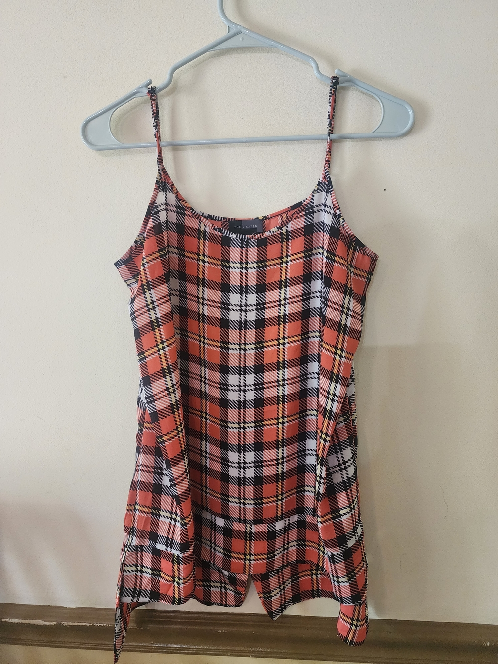 The Limited Plaid Tank Top in Coral, Black & White